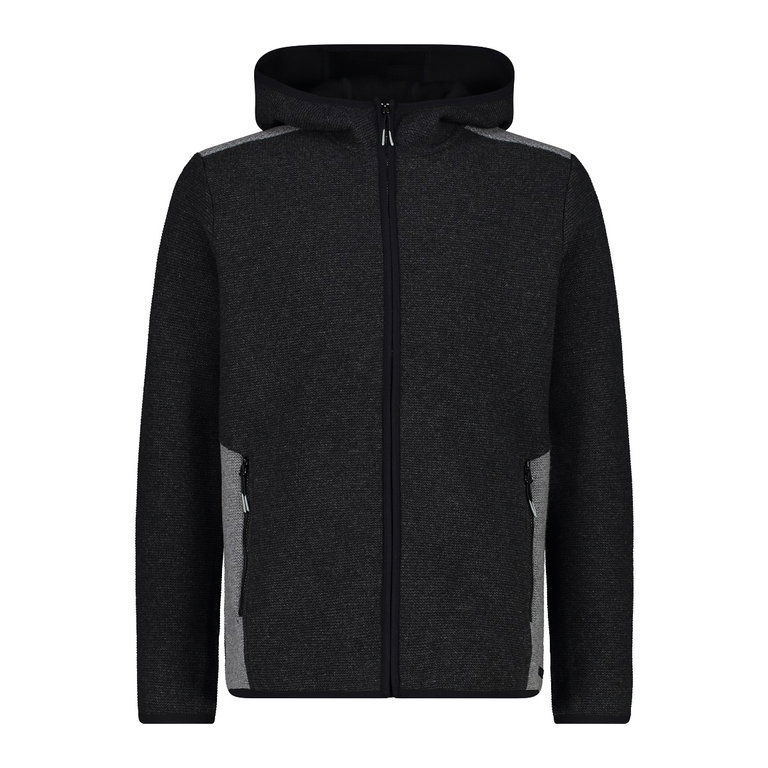 CMP Fleecejacke Wool-Tech mit Kapuze carbongrau Herren